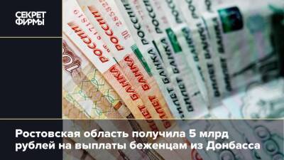 Ростовская область получила 5 млрд рублей на выплаты беженцам из Донбасса