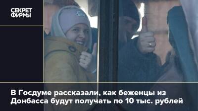 В Госдуме рассказали, как беженцы из Донбасса будут получать по 10 тыс. рублей