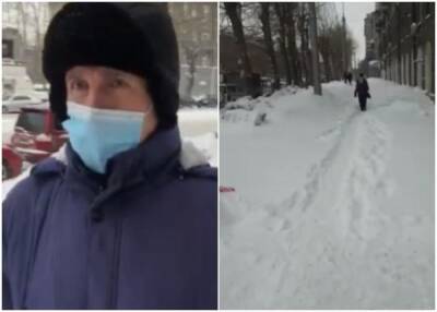Новосибирцы не довольны очисткой тротуаров от снега в Дзержинском районе