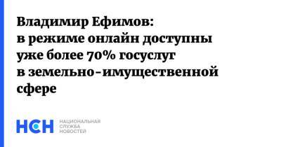 Владимир Ефимов: в режиме онлайн доступны уже более 70% госуслуг в земельно-имущественной сфере