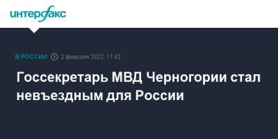 Госсекретарь МВД Черногории стал невъездным для России