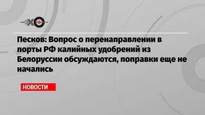Песков: Вопрос о перенаправлении в порты РФ калийных удобрений из Белоруссии обсуждаются, поправки еще не начались