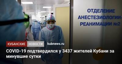 COVID-19 подтвердился у 3437 жителей Кубани за минувшие сутки