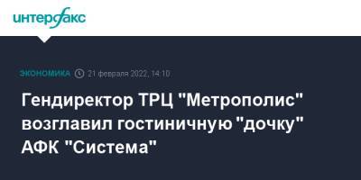 Гендиректор ТРЦ "Метрополис" возглавил гостиничную "дочку" АФК "Система"