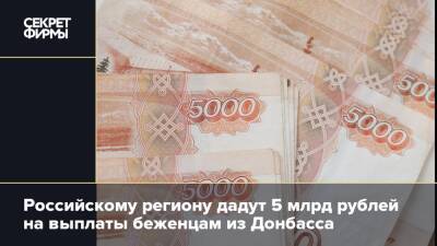 Российскому региону дадут 5 млрд рублей на выплаты беженцам из Донбасса