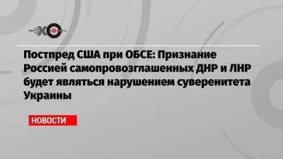 Постпред США при ОБСЕ: Признание Россией самопровозглашенных ДНР и ЛНР будет являться нарушением суверенитета Украины