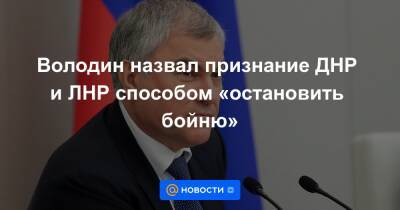 Володин назвал признание ДНР и ЛНР способом «остановить бойню»