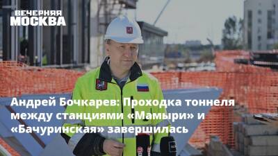 Андрей Бочкарев: Проходка тоннеля между станциями «Мамыри» и «Бачуринская» завершилась