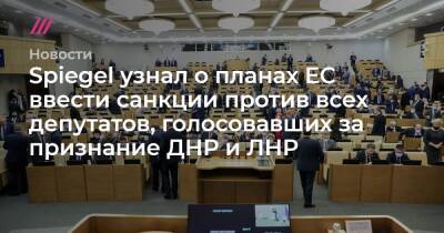 Spiegel узнал о планах ЕС ввести санкции против всех депутатов, голосовавших за признание ДНР и ЛНР