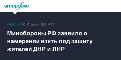 Минобороны РФ заявило о намерении взять под защиту жителей ДНР и ЛНР