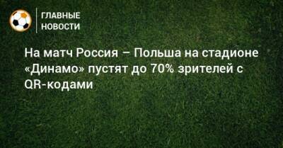 На матч Россия – Польша на стадионе «Динамо» пустят до 70% зрителей с QR-кодами