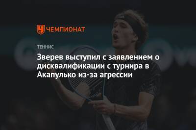 Зверев выступил с заявлением о дисквалификации с турнира в Акапулько из-за агрессии