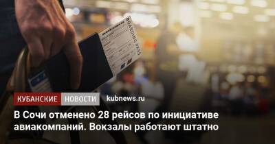 В Сочи отменено 28 рейсов по инициативе авиакомпаний. Вокзалы работают штатно
