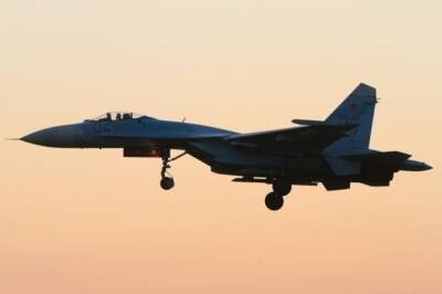 Украинский Су-27 в сопровождении самолетов ВВС Румынии приземлился в Бакэу