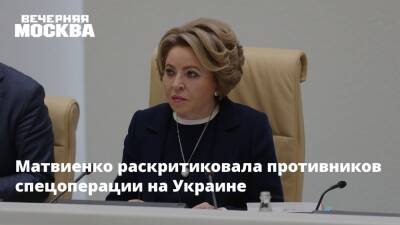 Матвиенко раскритиковала противников спецоперации на Украине