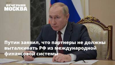 Путин заявил, что партнеры не должны выталкивать РФ из международной финансовой системы