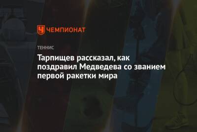 Тарпищев рассказал, как поздравил Медведева со званием первой ракетки мира