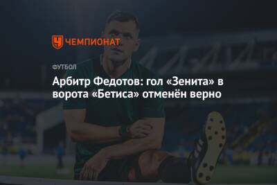 Арбитр Федотов: гол «Зенита» в ворота «Бетиса» отменён верно