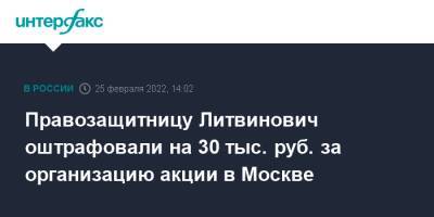 Правозащитницу Литвинович оштрафовали на 30 тыс. руб. за организацию акции в Москве