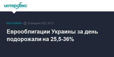 Еврооблигации Украины за день подорожали на 25,5-36% - interfax.ru - Москва - Россия - Украина - Киев