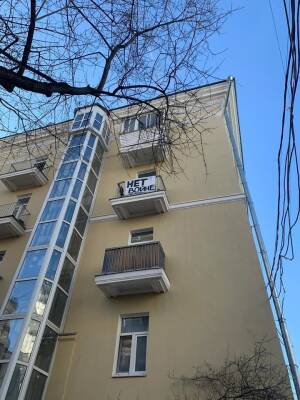 Полиция задержала москвичку за антивоенный плакат на ее балконе
