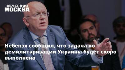 Небензя сообщил, что задача по демилитаризации Украины будет скоро выполнена