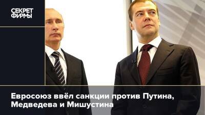 Евросоюз ввёл санкции против Путина, Медведева и Мишустина