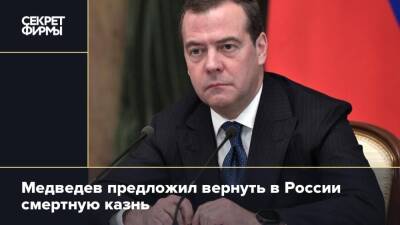 Медведев предложил вернуть в России смертную казнь