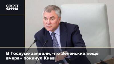 В Госдуме заявили, что Зеленский «ещё вчера» покинул Киев