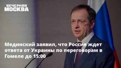 Мединский заявил, что Россия ждет ответа от Украины по переговорам в Гомеле до 15:00