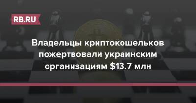 Владельцы криптокошельков пожертвовали украинским организациям $13,7 млн