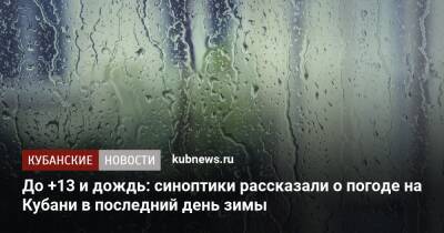 До +13 и дождь: синоптики рассказали о погоде на Кубани в последний день зимы
