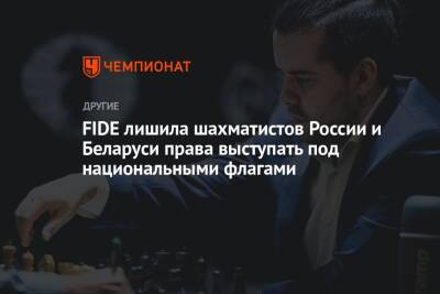 FIDE лишила шахматистов России и Беларуси права выступать под национальными флагами