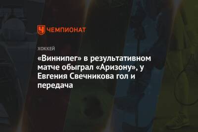 «Виннипег» в результативном матче обыграл «Аризону», у Евгения Свечникова гол и передача