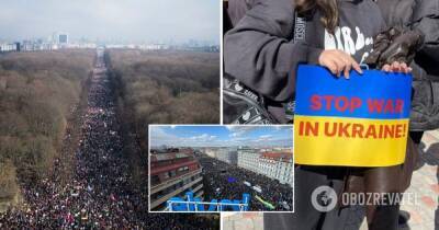 Во всем мире протестуют против войны Путина в Украине: в Берлине на митинге – 500 тыс. человек. Фото и видео