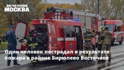 Один человек пострадал в результате пожара в районе Бирюлево Восточное