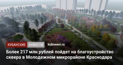 Более 217 млн рублей пойдет на благоустройство сквера в Молодежном микрорайоне Краснодара