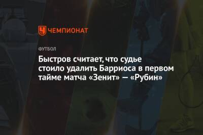Быстров считает, что судье стоило удалить Барриоса в первом тайме матча «Зенит» — «Рубин»