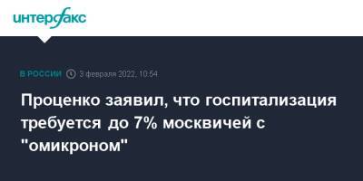 Проценко заявил, что госпитализация требуется до 7% москвичей с "омикроном"