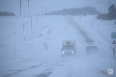 На трассе М5 в Татарстане ограничили движение из-за снегопада