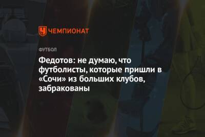 Федотов: не думаю, что футболисты, которые пришли в «Сочи» из больших клубов, забракованы