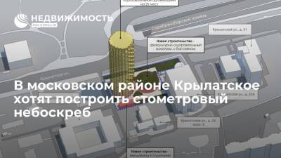 В московском районе Крылатское хотят построить стометровый небоскреб