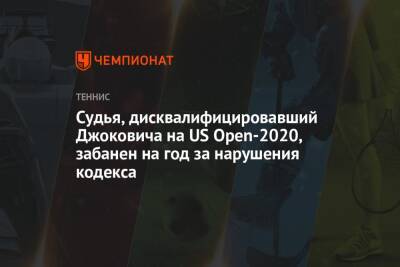 Судья, дисквалифицировавший Джоковича на US Open-2020, забанен на год за нарушения кодекса