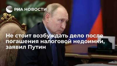 Президент Путин: не стоит возбуждать уголовное дело после погашения налоговой недоимки
