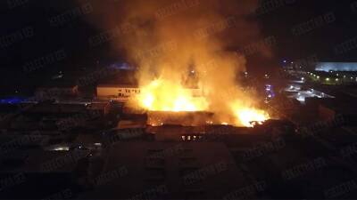 Пожар на мебельной фабрике во Фрязино сняли с коптера