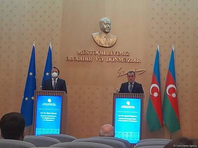 Джейхун Байрамов - Оливер Вархели - Эльчин Мехтиев - Новое всеобъемлющее соглашение между ЕС и Азербайджаном может быть подписано в этом году - министр - trend.az - Азербайджан