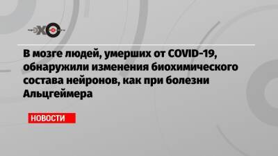 В мозге людей, умерших от COVID-19, обнаружили изменения биохимического состава нейронов, как при болезни Альцгеймера