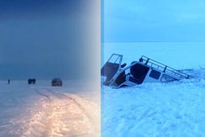 УАЗ провалился под лед на озере Чаны в Новосибирской области