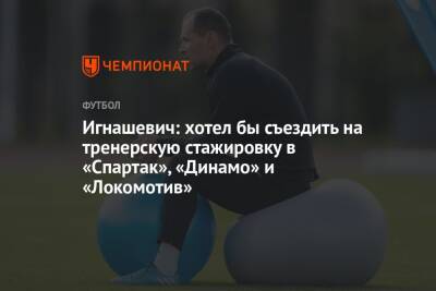 Игнашевич: хотел бы съездить на тренерскую стажировку в «Спартак», «Динамо» и «Локомотив»