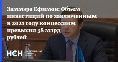 Заммэра Ефимов: Объем инвестиций по заключенным в 2021 году концессиям превысил 38 млрд рублей